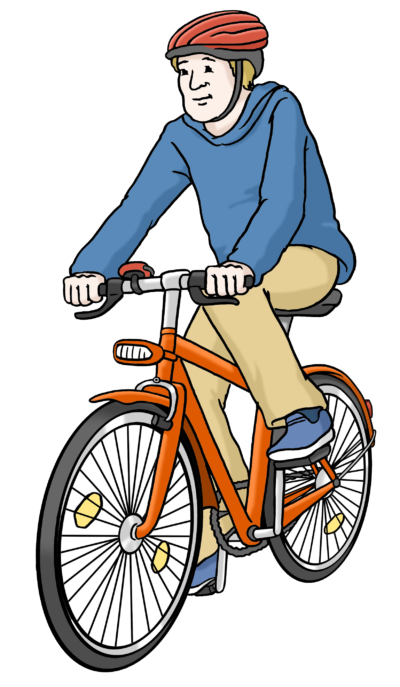 Illustration von einem Mann auf einem Fahrrad